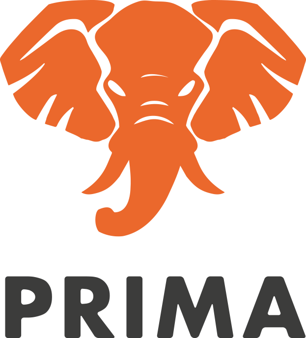 Logo Prima, met een olifantenkop